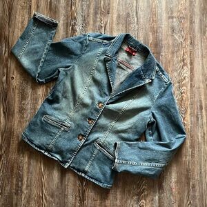 Sundance Vintage Wash Buttoned Blue Jean Denim Layering Casual Jacket